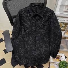 Hearujoy Jacquard Relief Wrinkle Design Shirt Men Vibe Style Loose Long Sleeve Top Spring Autumn Fashion Luxury Shirts Coat Streetwear