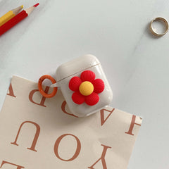 Red flower soft silicone 3D cute earphone charging case for airpod pro wireless bluetooth cover for apple airpods 1 2 3 capa