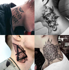 6 Sheets The Darkness Series Black Neck Temporary Tattoo Stickers Dark Wing Fake Tattos Body Art Waterproof Skull Tatoo Decals