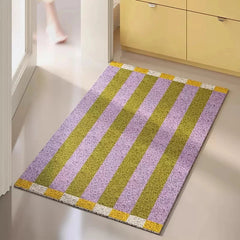 Stripe PVC Doormat Cuttable Geometric House Entrance Welcome Mat Rug Carpet Anti Dust Pad Outdoor Aesthetic Home Room Decor