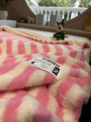 YICKYUE  -  Modern Simple Striped Rabbit Velvet Blanket Autumn and Winter Thickened Lunch Break Blanket Bedroom Sofa Shawl Blanket