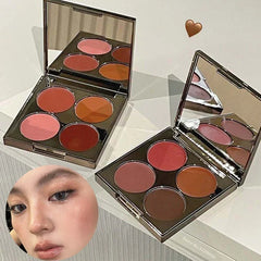 YICKYUE  -  Retro Reddish Brown Blusher Palette Multi-purpose Nude Cream Cheek Blush Contour Lip Mud Natural Matte Face Rouge Shadow Palette