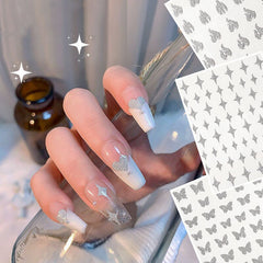 Y2K 5 Style Holographic Laser 3D Love Heart Bufferfly Cartoon Bear Star Awning Nail Stickers Adhesive DIY Manicure Decor 8*10mm