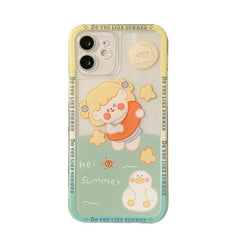 2021 summer swim girl cute phone case for iphone 12 mini 11 pro max 8 7 plus xsmax x xr soft silicone cartoon clear cover shell