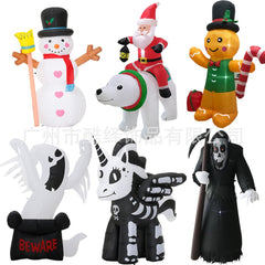 2.4m High Christmas Inflatable Archway 3D Cartoon Yards Arch with Santa Claus Snowman for Xmas New Year Party Gift