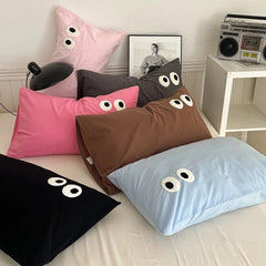 Yickyue Kawaii Pillow Cases For Bed 2pcs Set Cute Cartoon Pink Yellow Pillow Cover Comfortable Home Decorative Pillowcases 48x74cm