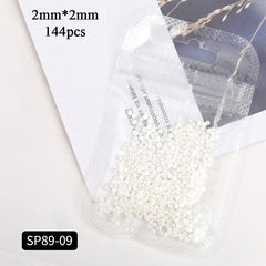 144pcs 3D charms AB Round Pearl Nail Art Rhinestone Flat back Crystal For Nail Pearl For Nail Art Decorations Manicure DIY Tips