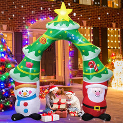 Yickyue New Christmas Santa Claus Tree Polar Bear Inflatable Decoration for Home Outdoor Xmas Snowman Decor Yard Garden Party Arch