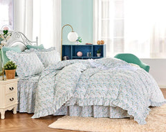 YICKYUE  -  Fresh pastoral ruffle bedding sets,twin full queen king cotton american country bedclothes bedspreads pillow case quilt cover
