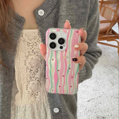 YICKYUE  -  Dopamine Colorful Stripe Sand Shiny Coque For Iphone 13Pro 15Pro 13 12 14 15 Pro Max 13Pro 15ProMax Ins Love Stars Phone Case