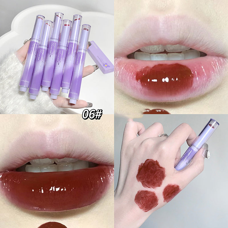 YICKYUE  -  Tipsy Jelly Lipstick Moisturize Mirror Non-stick Cup Lip Gloss Waterproof Lasting Ash Pink Lip Tint Korean Makeup Women Cosmetic