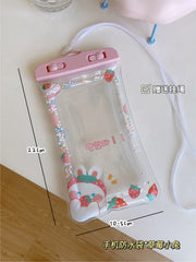 Transparent Mobile Phone Waterproof Bag Touch Screen Cartoon Hang Neck Dust Jacket Diving Swimming Sealing Bag Protective Shell
