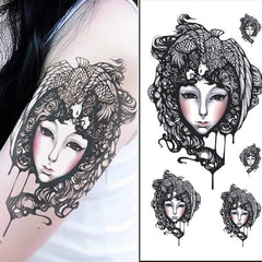 Yickyue Waterproof Butterfly Temporary Tattoos Sticker Lasting Sexy Face Animals Image Wrist Neck Body 3D Feather Black Fake Tatto 1PCS