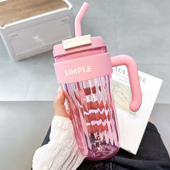 YICKYUE  -  Tumbler With Lid And Straw And Handle 920ML Large Capacity Adult Women Cup Coffee Mug For Travel Plastic Water Bottle Bpa Free