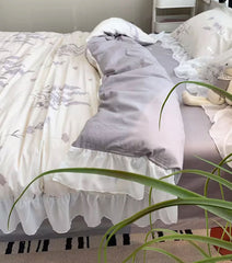 YICKYUE  -  Elegant fairyfair flower bedding set 1.2 1.5 1.8 2.0,twin full queen King cotton home textile bed sheet pillow case duvet cover