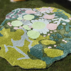 YICKYUE  -  Plush premium plush carpet for bedroom, green forest mat TPR irregular bedside mat for bedroom