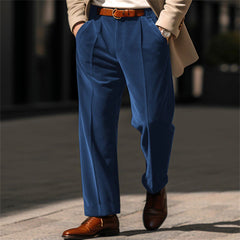 Hearujoy Autumn Winter Men Velvet Suit Pants Leisure Oblique Insertion Pocket Straight Trousers Comfortable Business Vacation Casual Pant