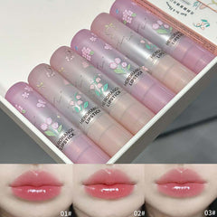 YICKYUE  -  6 Colors Jelly Lip Glaze Non-stick Lip Tint Moisturizing Crystal Lipstick Mirror Water Solid Lip Gloss Glass Tea Makeup Cosmetic