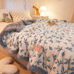 Yickyue Winter Jacquard Velvet Thickened Blanket Children's Blankets Office Nap Blanket Dormitory Double Knitted Cotton Quilt Autumn