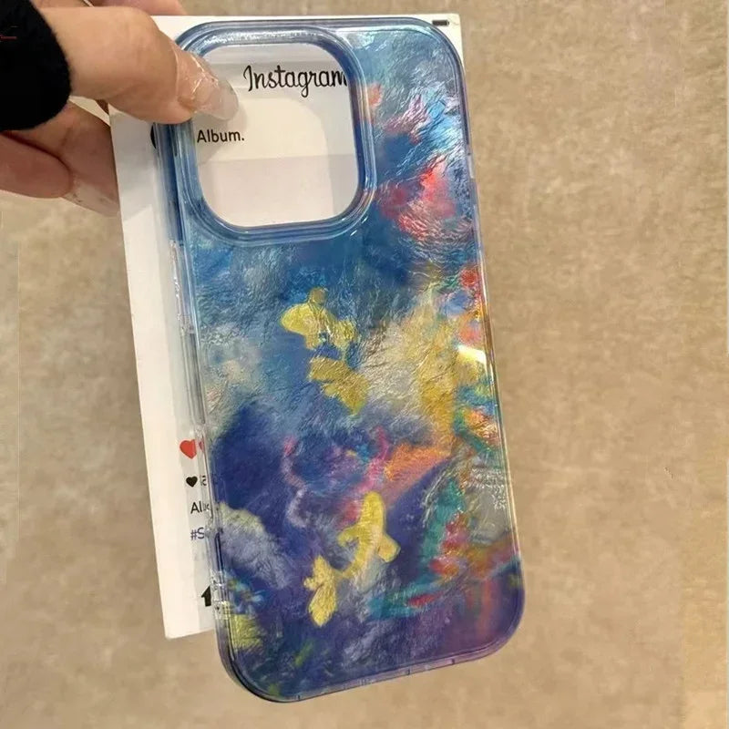 YICKYUE  For iPhone 16 Pro Case Gradient Goldfish Butterfly Phone Case for IPhone 16 15 14 13 12 11 X XR Xs SE2 SE 8 7 Plus Pro Max Cover