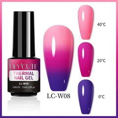 LEMOOC Thermal Nail Polish Gel Shiny Sequins Effect Color Change Varnishes Bling Glitter Soak Off Temperature Color Changing Gel