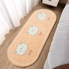 Yickyue Cartoon Faux Lamb Wool Bedroom Bedside Rugs Lovely Rabbit Pink Bed Area Carpet Soft No Icy Feet for Girls Children Bed Room Rug