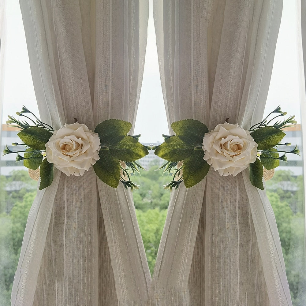 2 PCS Flowers Curtain Tie-back Curtain Decor Decorative Curtains Home Decoration Accessories For Living Room Bedroom Window