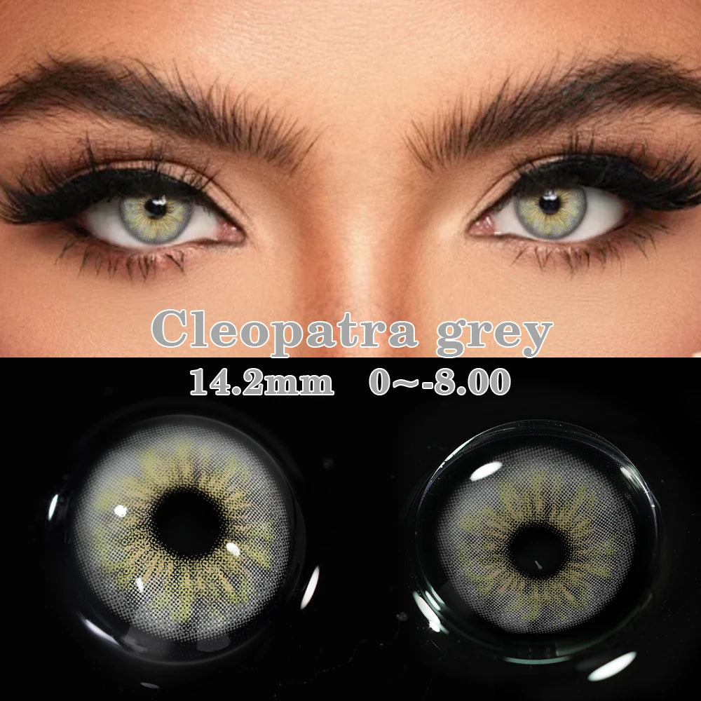 YICKYUE  -  1Pair Colored Contact Lenses with Prescription Myopia Blue Lenses with Degree Gray Pupils Brown Lenses Fashion Yearly