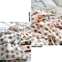 [MORE HOME] 2022NEW Blanket Ins Popular 3D Cherry Strawberry Leisure Cover Sweet Girl  Room Office Air Conditioner