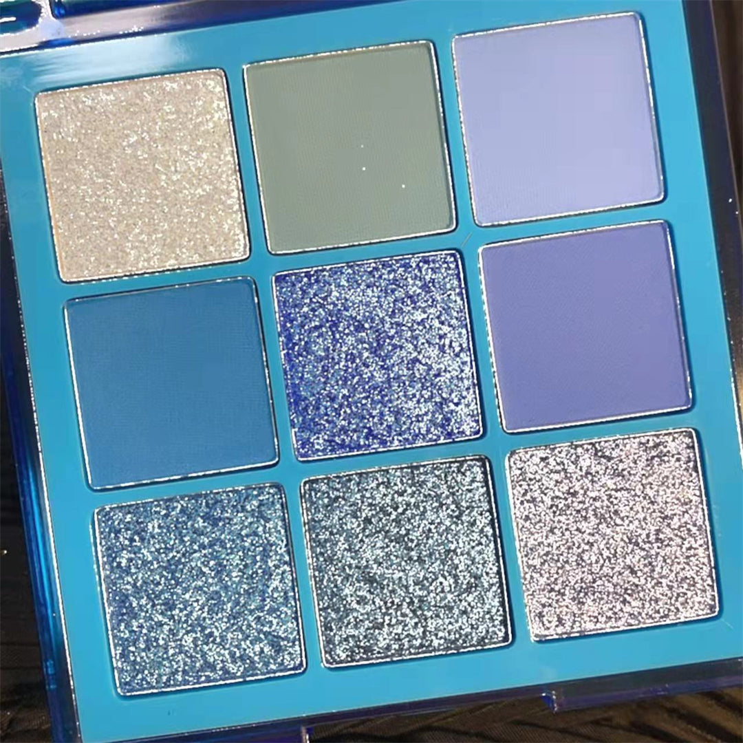 YICKYUE  -  9 Colors Makeup Green Eyeshadow Pallete Blue Eyeshadow Palette Shimmer Glitter Matte Shades Neon Shiny Eye Shadow Eye Pigments