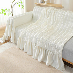YICKYUE  -  Cream Wind Couch Slipcover Sofa Covers with Lace Edge Sofa Cover for Living Room Dogs Pet Furniture Protector Blanket Home Decor