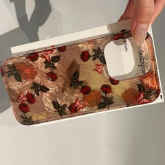 YICKYUE  Brown Bottom Leaf Pattern Phone Case For iPhone 16e Cases iPhone 16 Pro Max 15 14 13 12 11 XS X XR 7 8 Plus Shockproof TPU Cover