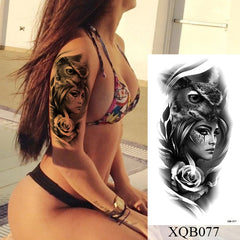 YICKYUE  -  Snake Flower Rose Temporary Tattoo Sticker Flash Waterproof Tattoos Lace Fox Lion Body Art Arm Fake Sleeve Tattoo Women
