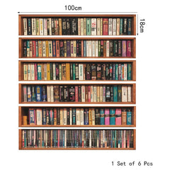 6Pcs/Set DIY Bookcase Decoration Stair Stickers Living Room PVC Self-Adhesive Home Waterproof Wall Stickers Step Stickers