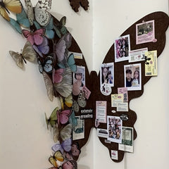 YICKYUE  -  1 Butterfly Felt Photo Wall, 15 Butterflies, 25 Round Ball Tacks, Room Wall Decoration
