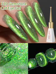 YICKYUE  -  1pc 10ML Green Cat Eye Gel Nail Polish  Magnetic Gel Nail Polish Soak Off UV LED Nail Polish For Home Salon Nail Art DIY For