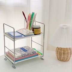 Yickyue Cutelife Nordic White Metal Plastic Storage Shelf Home Decor Organization Cutlery Shelf Ins Bathroom Kitchen Accessories Shelf