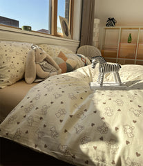 YICKYUE  -  Fashion cartoon bear heart bedding set kid teen boy,twin full queen king cotton home textile bed sheet pillow case quilt cover