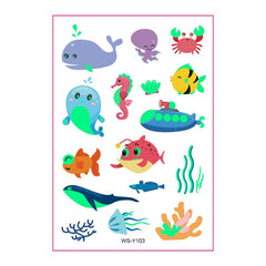 Tropical Fish Dream Whale Dolphin New Luminous Tattoo Sticker Children Fun Temporary Fake Tattoo Arm Leg Child Body Art Sticker