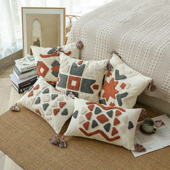Yickyue Tufted Boho Throw Pillow Cover Morocco Tribal Handmade Pillowcase Woven Accent Cushion Cases for Sofa Couch Bedroom Decor TJ7150