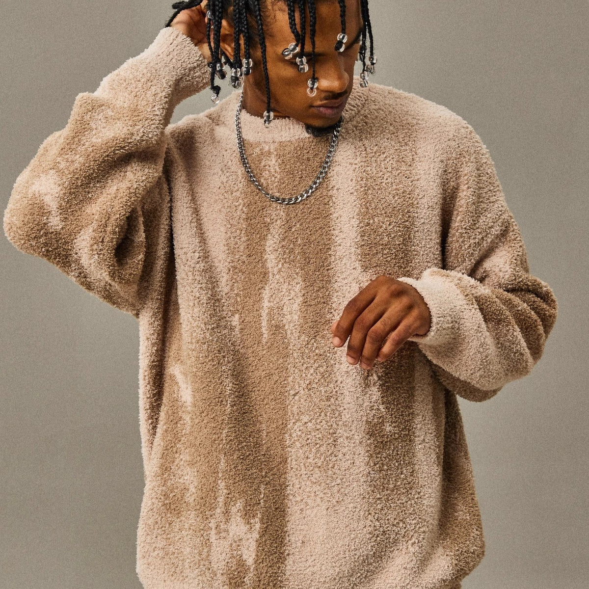 Hearujoy Ink Graffiti Collision Color Sweater Men Autumn Winterr Warm Thick Knitting Tops Hip Hop Loose Knitwear Y2K Pullover Streetwear