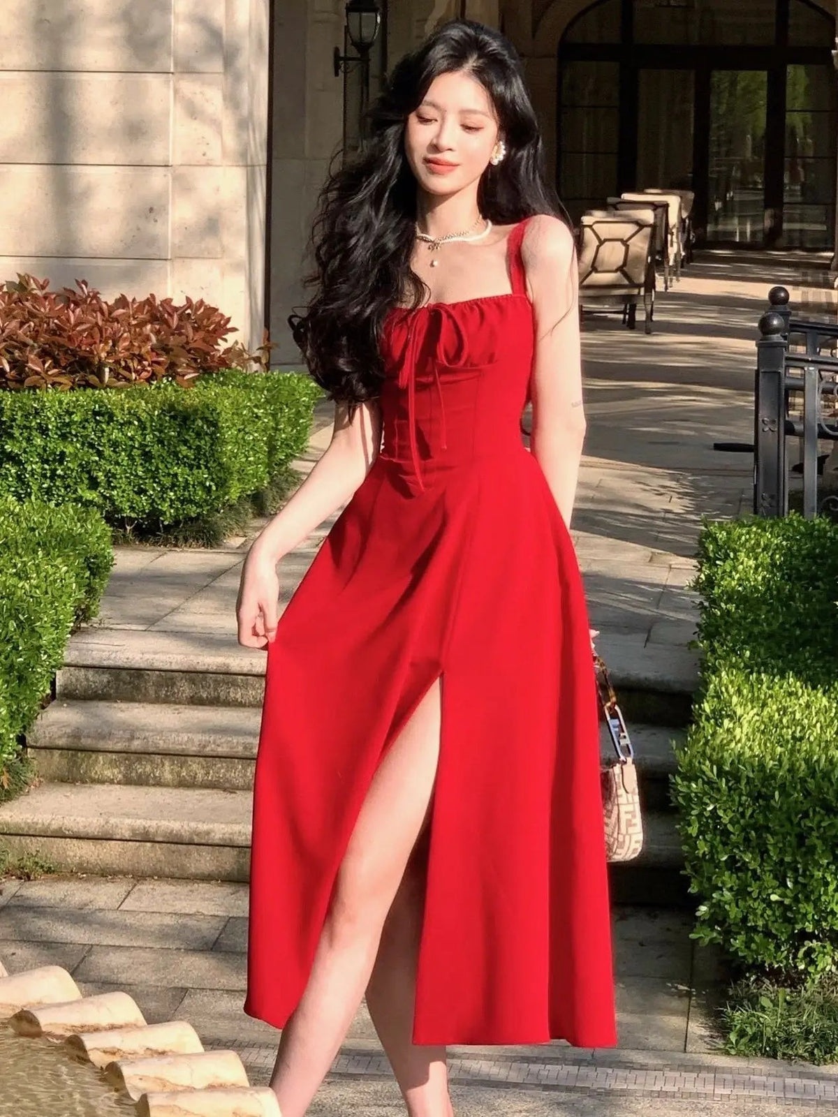 YICKYUE  -  Summer New Elegant Vintage Fashion Midi Bandge Dress For Women Lady One Piece Party Clothing Outfits Vestidos