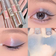 Yickyue Glitter Sequins Liquid Eyeshadow Blue Matte Shimmer Double Head Eye Shadow Highlighter Lasting Waterproof Brightening Eye Makeup