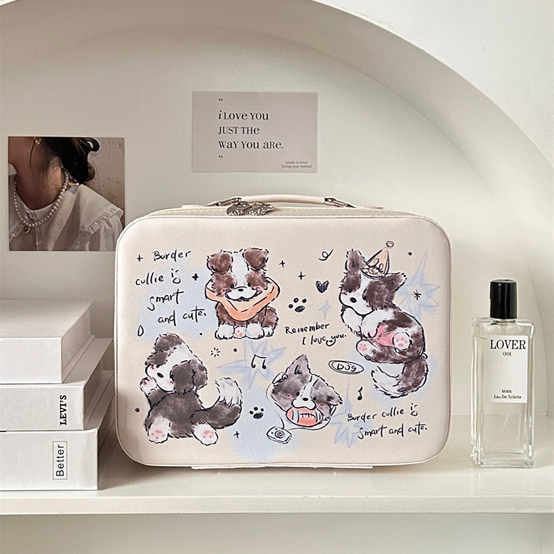YICKYUE  -  Kawaii Cat Makeup Storage Organizer Cute Travel PU Cosmetics Case Portable Large Capacity Storage Box Container For Girl Women
