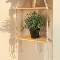Triangle Shelves Wall Decor Macrame Wall Shelf Boho Home Decor Plant Hanger Candle Holder For Living Room Bedroom Decoration