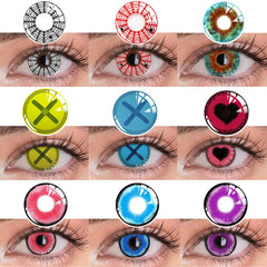 YICKYUE  -  1 Pair Pink Lenses Anime Accessory Color contact lenses Anime lenses Spider Lenses Purple Lenses Cosplay Lenses