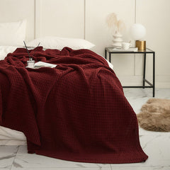 Yickyue Waffle Plaid Knitted Blanket Nordic Solid Color Throw Blanket Sofa Nap Cover Bedspread Shawl Portable Blanket Home Textile