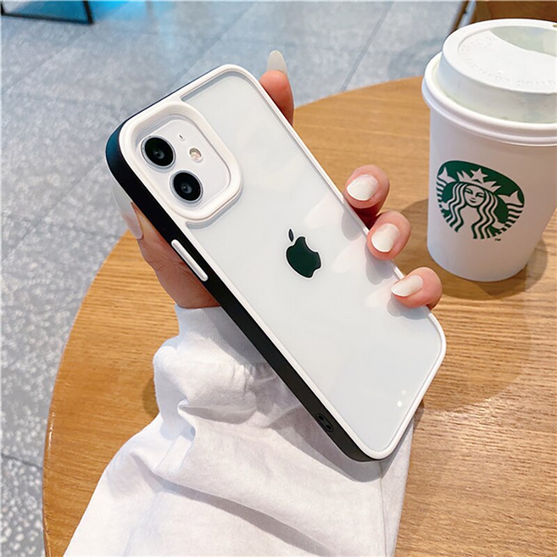 Luxury Candy Silicone Frame Shockproof Thin Case For iPhone 11 12 13 Pro Max Mini XR X XS 7 8 Plus SE 2020 Clear Hard Cover Capa