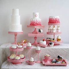 Pink Cake Plate Iron Cake Stand Wedding Celebration Dessert Table Decoration Photo Display Tray
