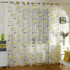 Floral Tulle Fabrics  Tulle Curtains for Living Room Bedroom Window Door Voile Panel Sheer Curtain